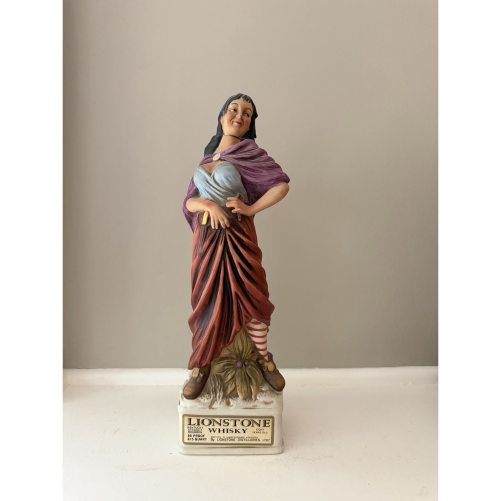 Vintage Lionstone Camp Follower Decanter 1968 Porcelain Japan 14" Tall